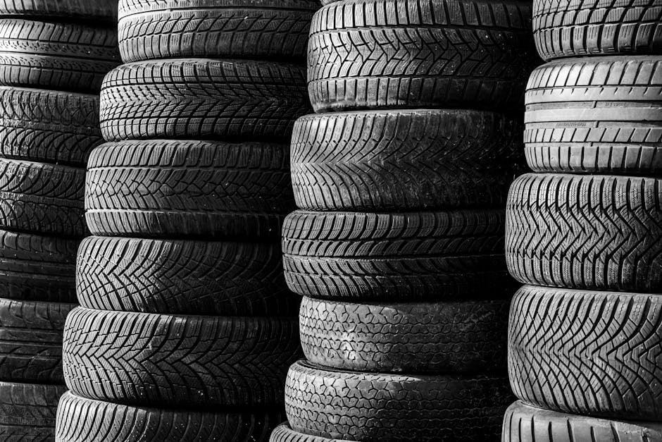 Stack of new tires ready for replacement